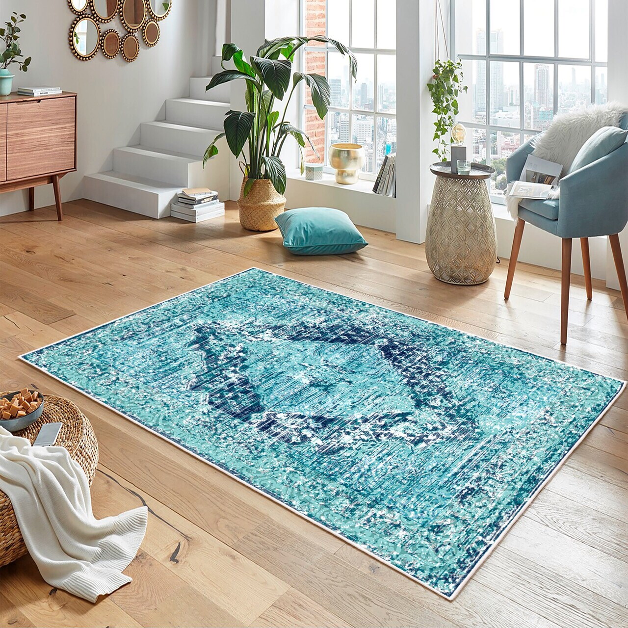 Covor, Woobtny0215, 160x250 cm, Albastru — imaginea 2
