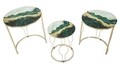 Set 3 masute Greeny, Mauro Ferretti, Ø 50x56 cm, fier/sticla, auriu