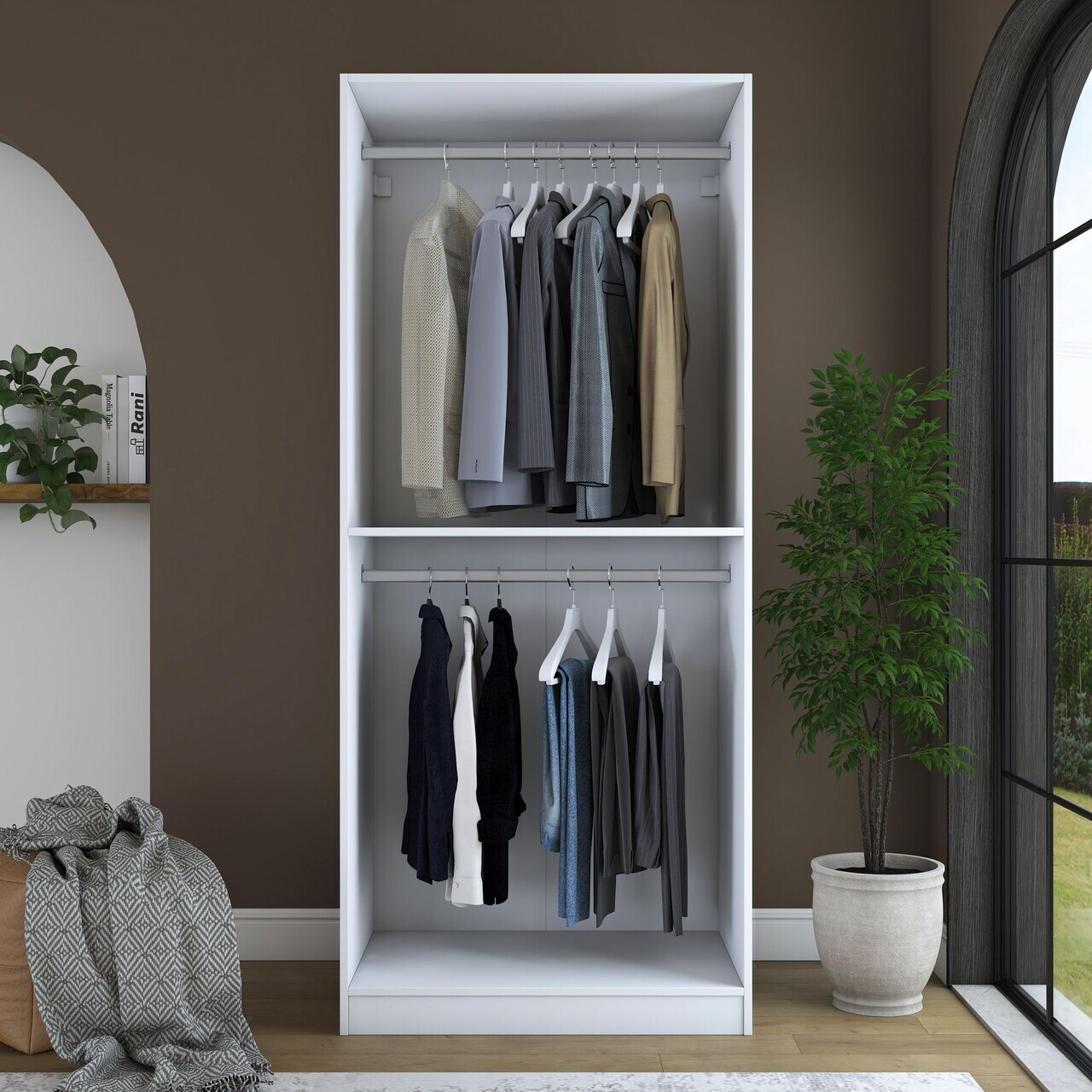 Dulap pentru haine, Hanah Home, BA230, 90x210x57.5 cm, PAL melaminat, Alb - view 6