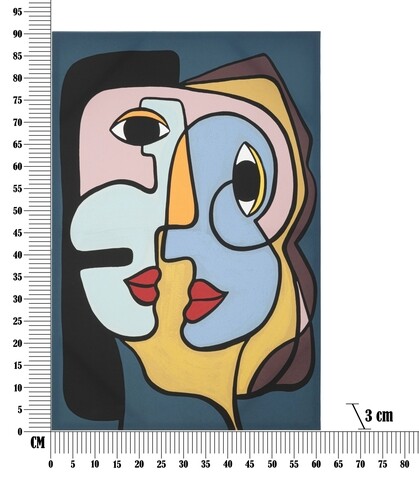 Tablou decorativ Faces, Mauro Ferretti, 60x90 cm, canvas, multicolor