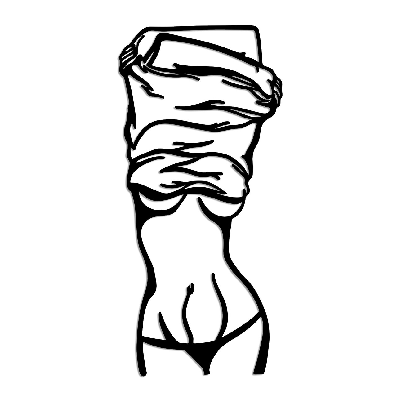 Decoratiune de perete, Undressing Woman, Dimensiune: 33 x 70 cm, Negru - view 5