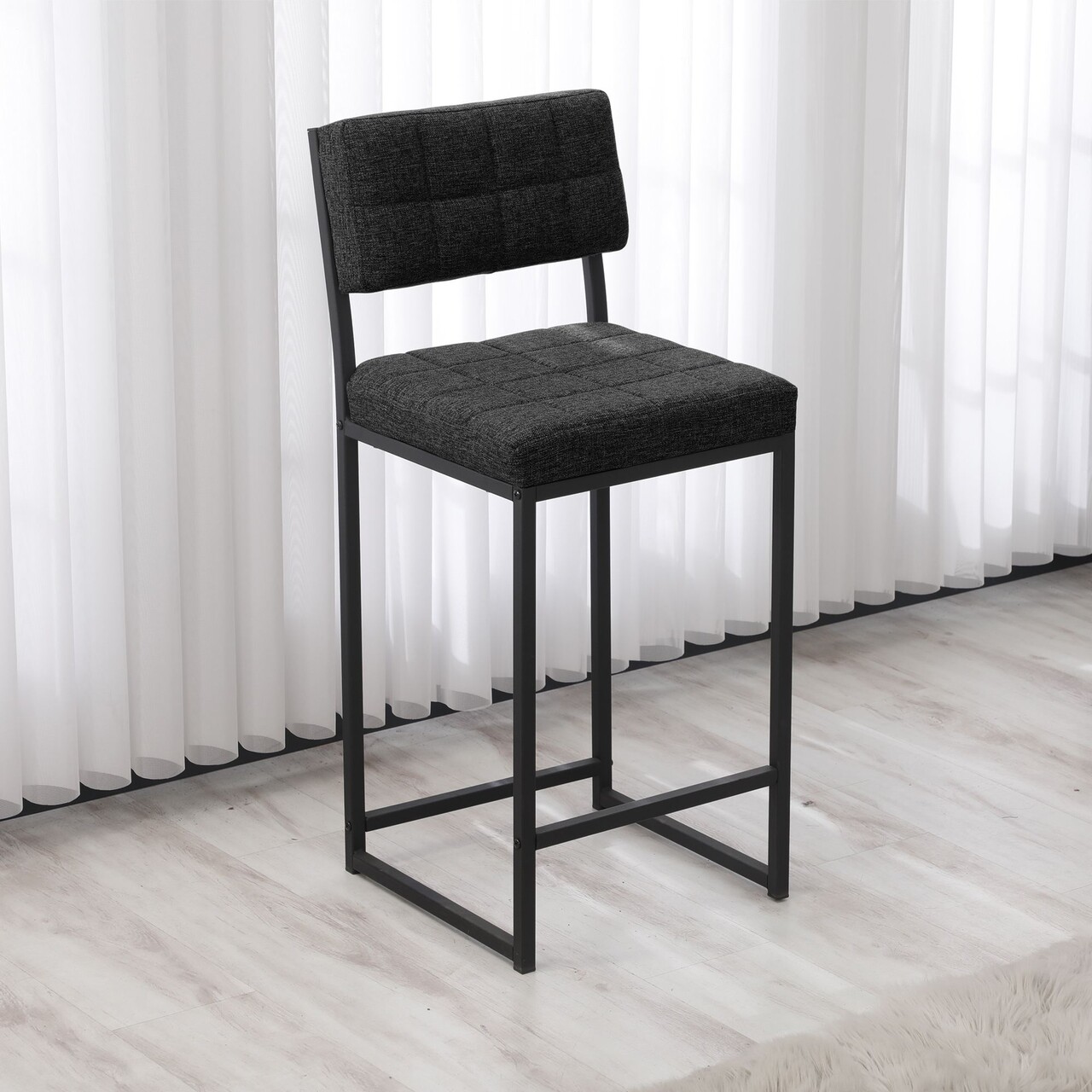 Scaun de bar, Hanah Home, Retro, 40x98x40 cm, Antracit - imagine 2