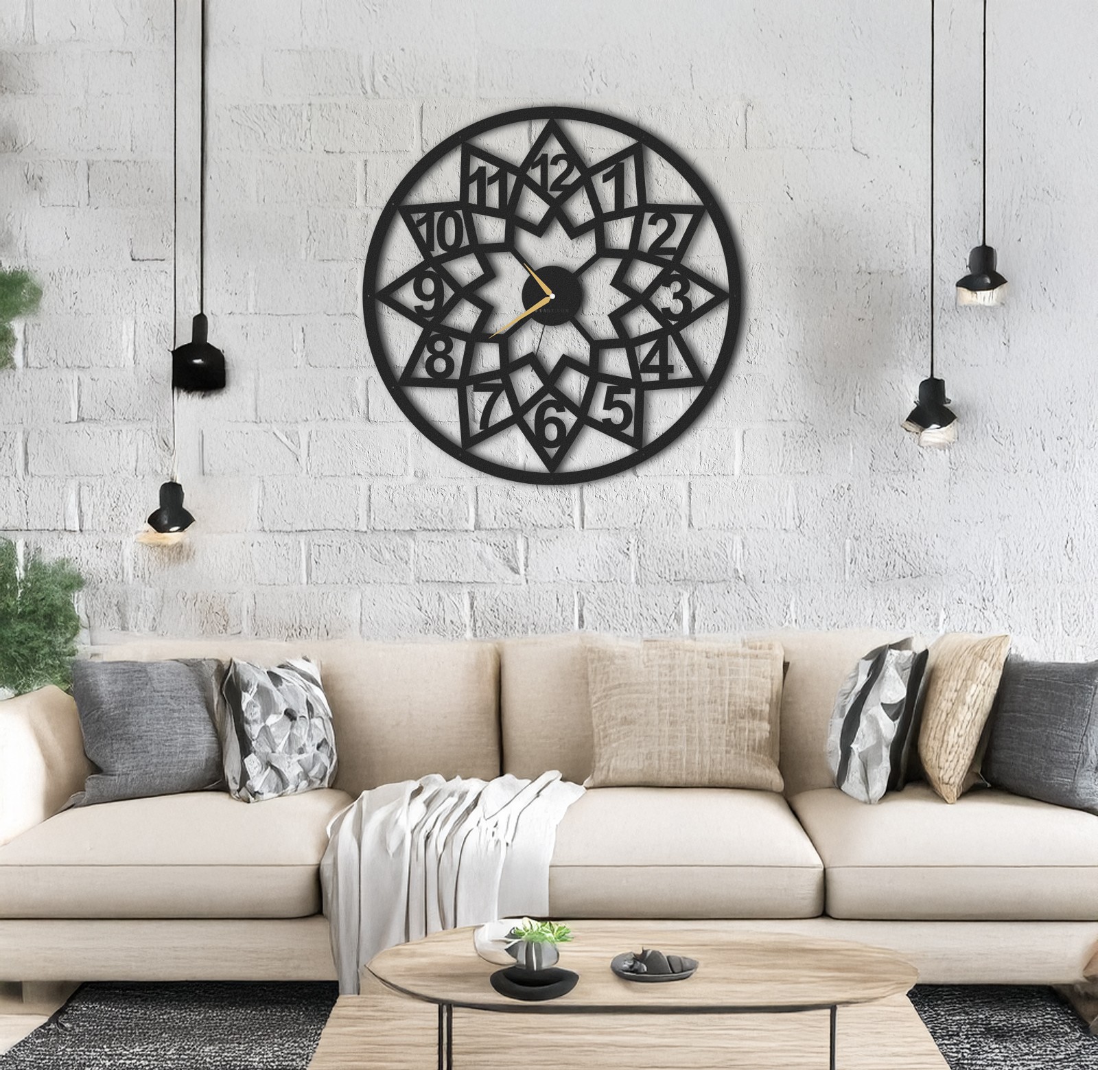 Ceas de perete, WLCK-509-BL, Dimensiune: 50 x 50 cm, Negru