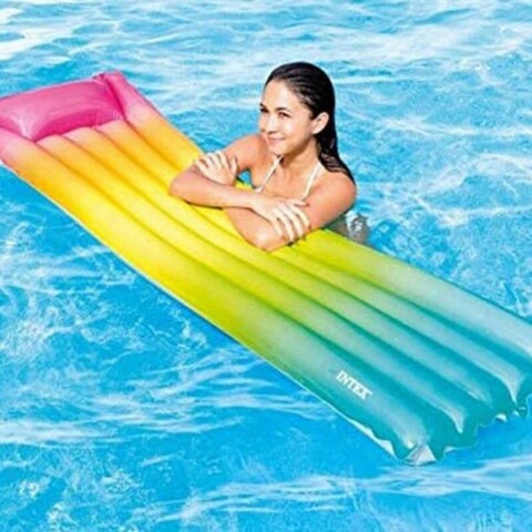 Saltea pneumatica Rainbow, Intex, 170x53x15 cm, polivinil, multicolor Intex