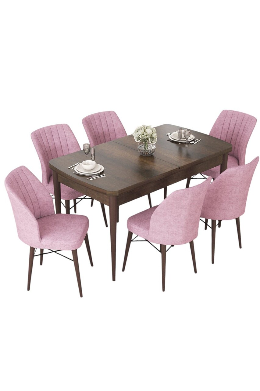 Set masa extensibila si scaune, Hanah Home, Nef, Baroc / Roz - view 2