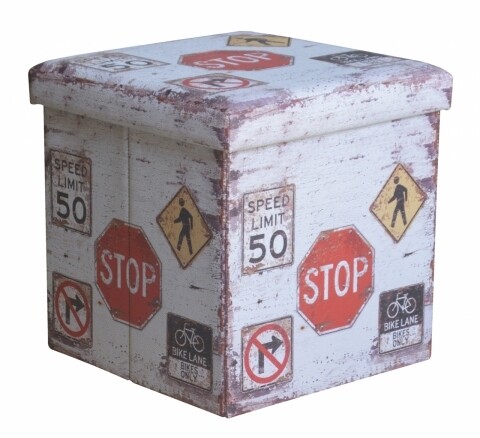 Taburet pliabil cu spatiu de depozitare stop, heinner home, 37.5 x 38 x 38 cm, pvc, multicolor