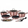 Set oale si tigai, 12 piese, Berlinger Haus, aluminiu forjat si marmura, Rose Gold
