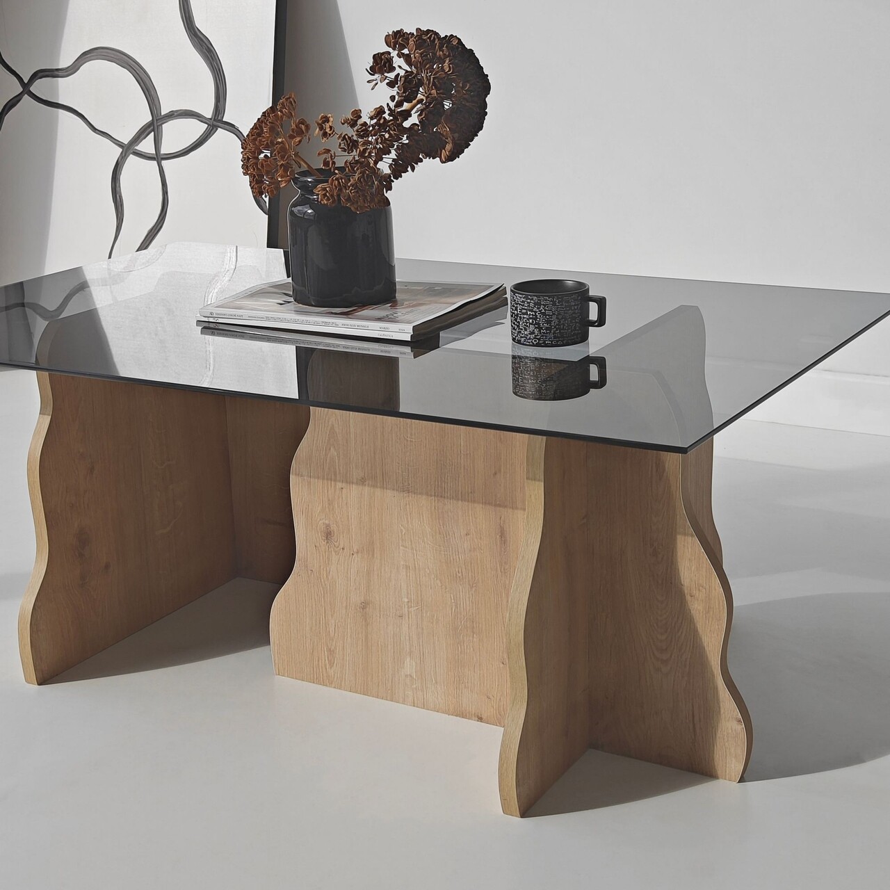 Masuta de cafea, Hanah Home, Canyon, 105x40x65 cm, Stejar Safir / Fume - view 7