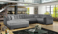 Coltar extensibil stanga 5 locuri ELTAP, Damario, 338x189x78 cm, lemn/poliester, gri deschis/gri inchis