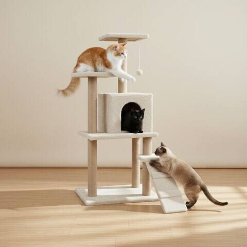 Casă pentru pisici, Paws & Whiskers, Arden, MATERIAL TEXTIL WELSOFT, Bej
