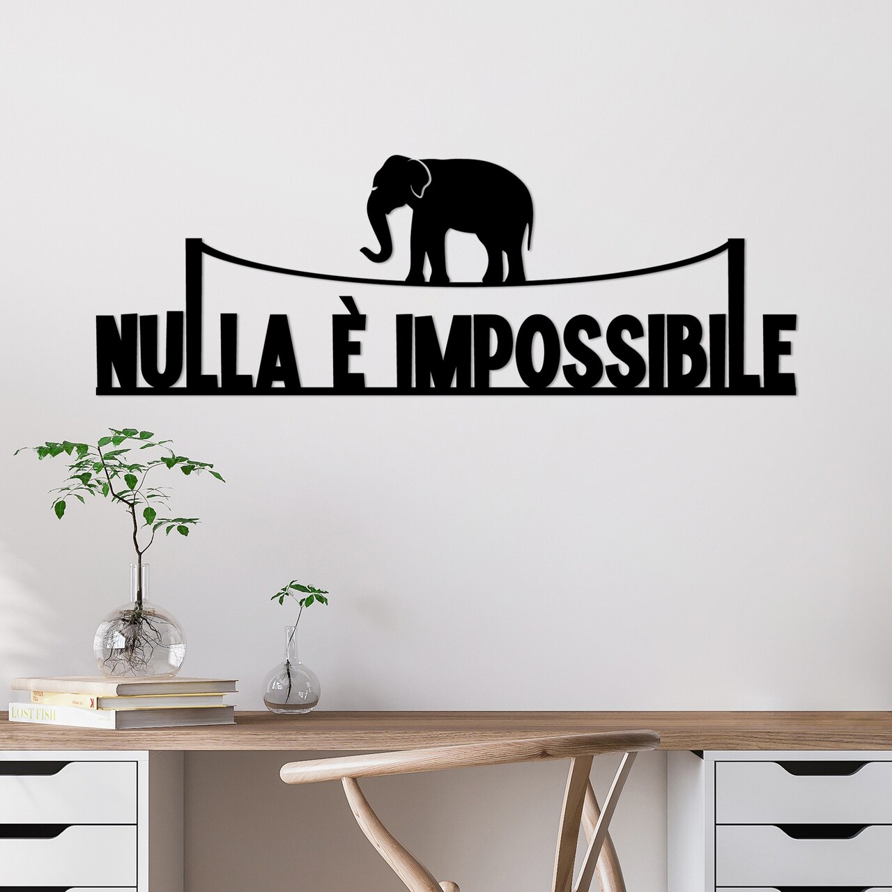 Decoratiune de perete, Nulla E Impossible 1, Dimensiune: 60 x 20 cm, Negru - view 2