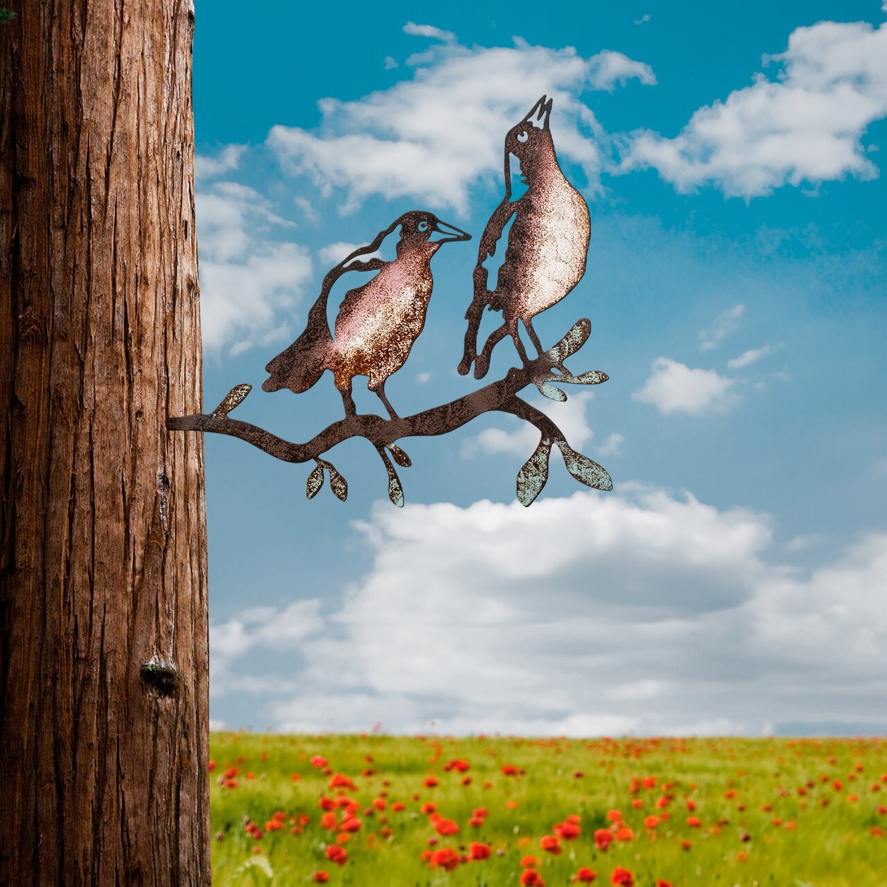 Obiect decorativ de grădină, Bird on the branch 29, 39x45 cm, Multicolor - imagine 2