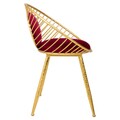 Scaun Creaciones Meng, 55x46x70 cm, metal, auriu/rosu