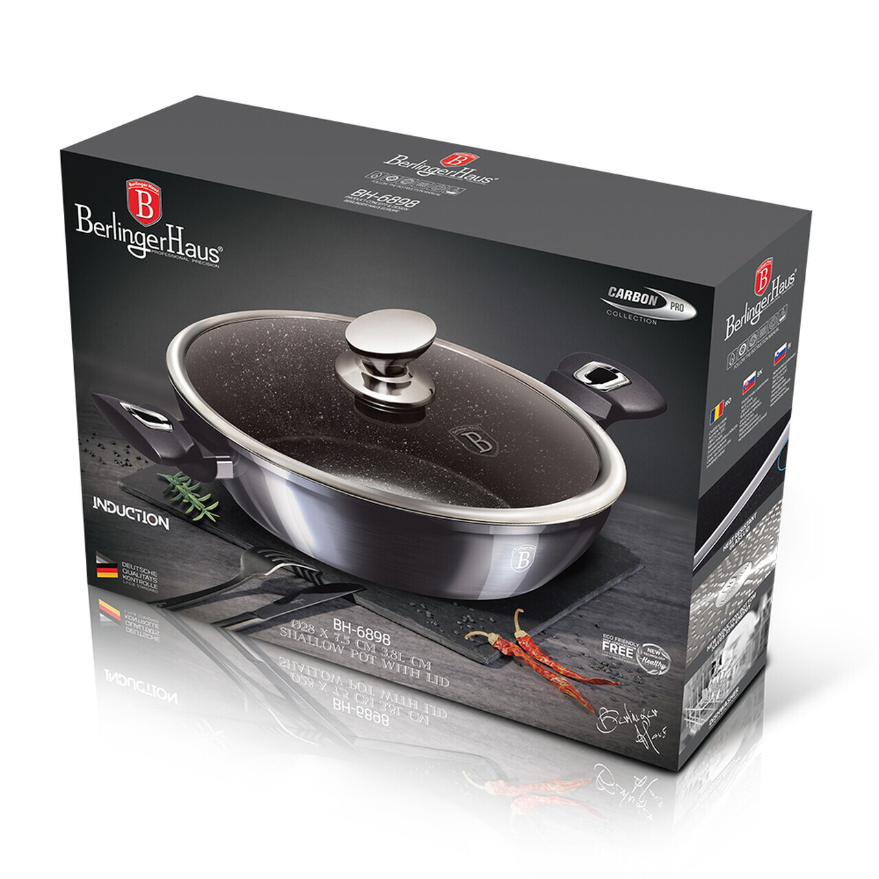 Oala cu capac Berlinger Haus, Carbon Pro, 28 cm, 3.8 L, aluminiu forjat, gri inchis - view 7