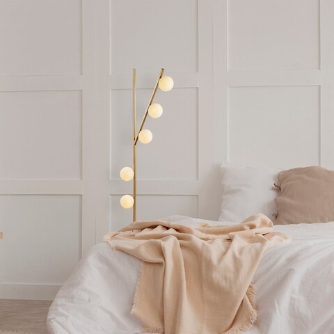Lampadar, domino - 11042, fulgor, 31 x 52 x 167 cm, 5 x g9, 10w, auriu