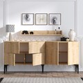 Bufet inferior cu raft de perete Stella, Elegance, 180x40x55 cm, argintiu/natural