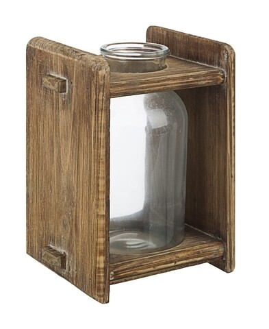 Vaza Blume Flower, Bizzotto, 17.5 x 14 x 22 cm, lemn de brad/sticla