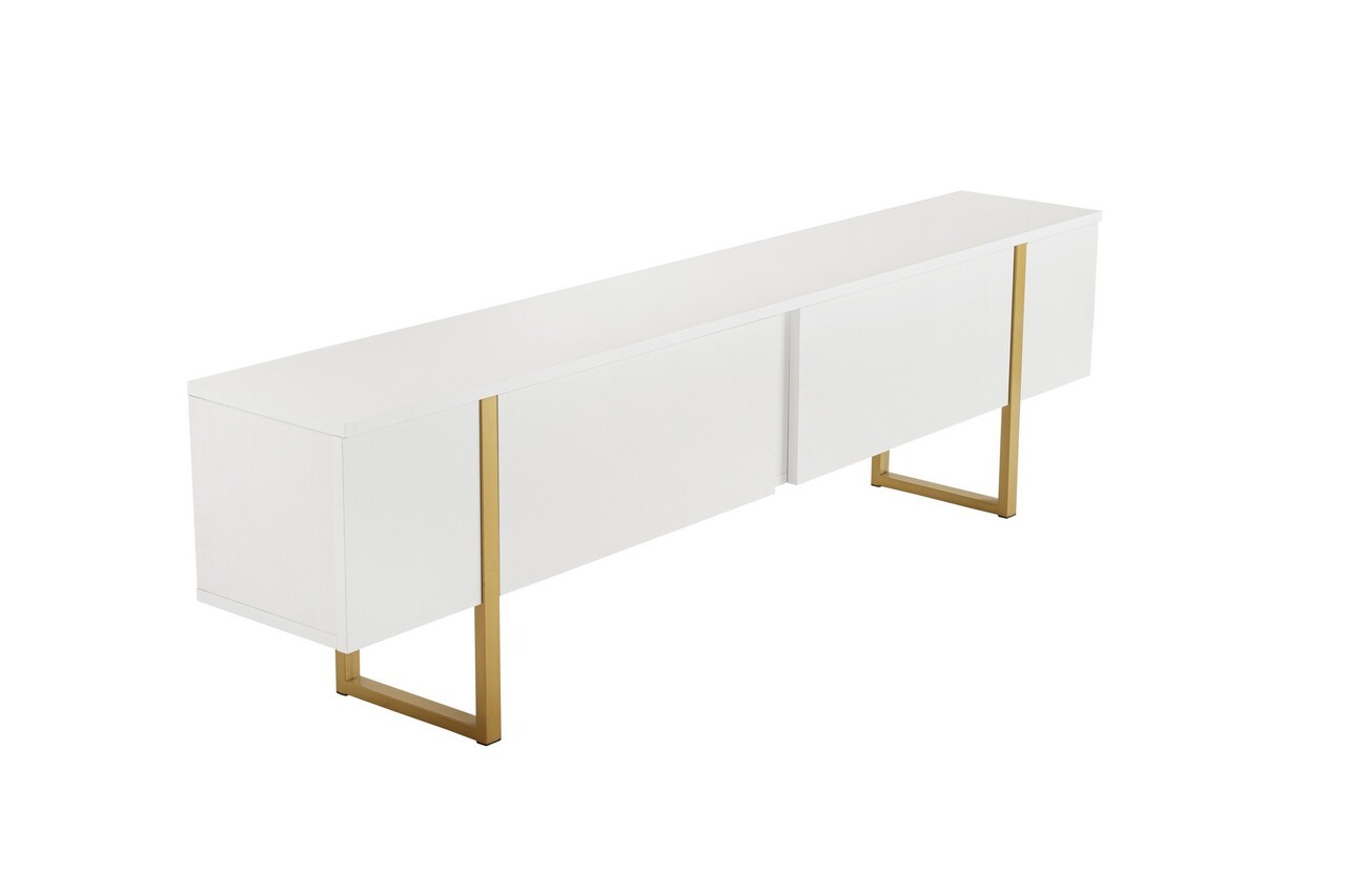 Comoda TV, Nordure, Serenity, 180x50x29 cm, PAL, Alb/Auriu