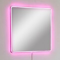 Oglinda cu Iluminare Led, Mirrorland, Square, Oglindă indestructibilă cu obturator, Roz