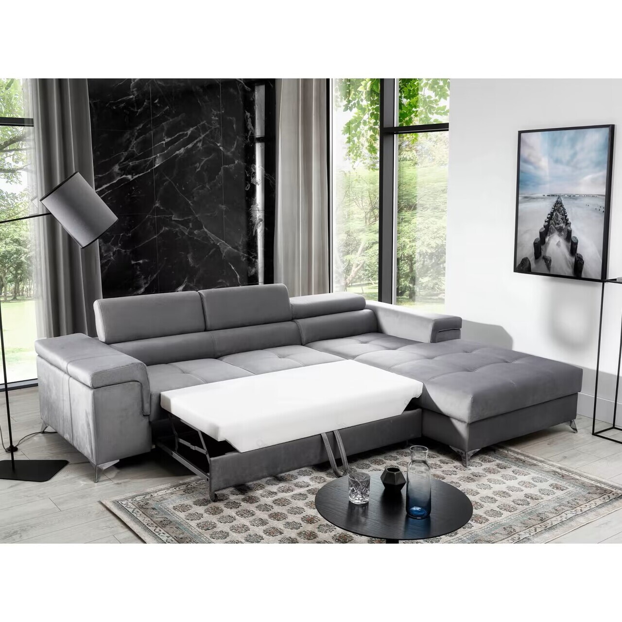 Coltar extensibil dreapta 4 locuri ELTAP, RIC-RT-07KRO, Ricardo, 281x205x88 cm, lemn/poliester, negru - view 6