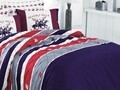 Lenjerie de pat pentru o persoana, 2 piese, 140x200 cm, 100% bumbac ranforce, Beverly Hills Polo Club, BHPC 011, albastru inchis