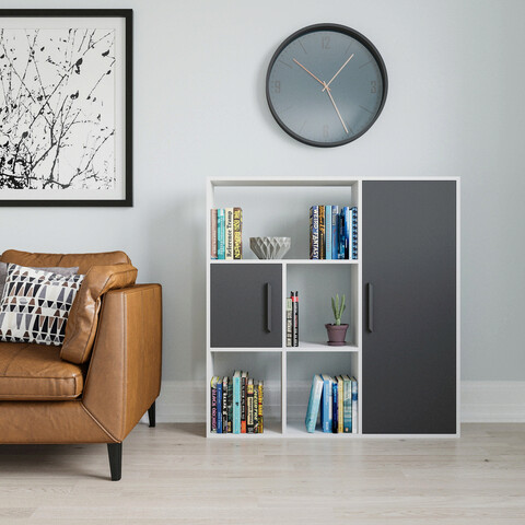 Corp biblioteca, Colman, Ridge, 120x25x123.6 cm, Alb / Antracit Colman