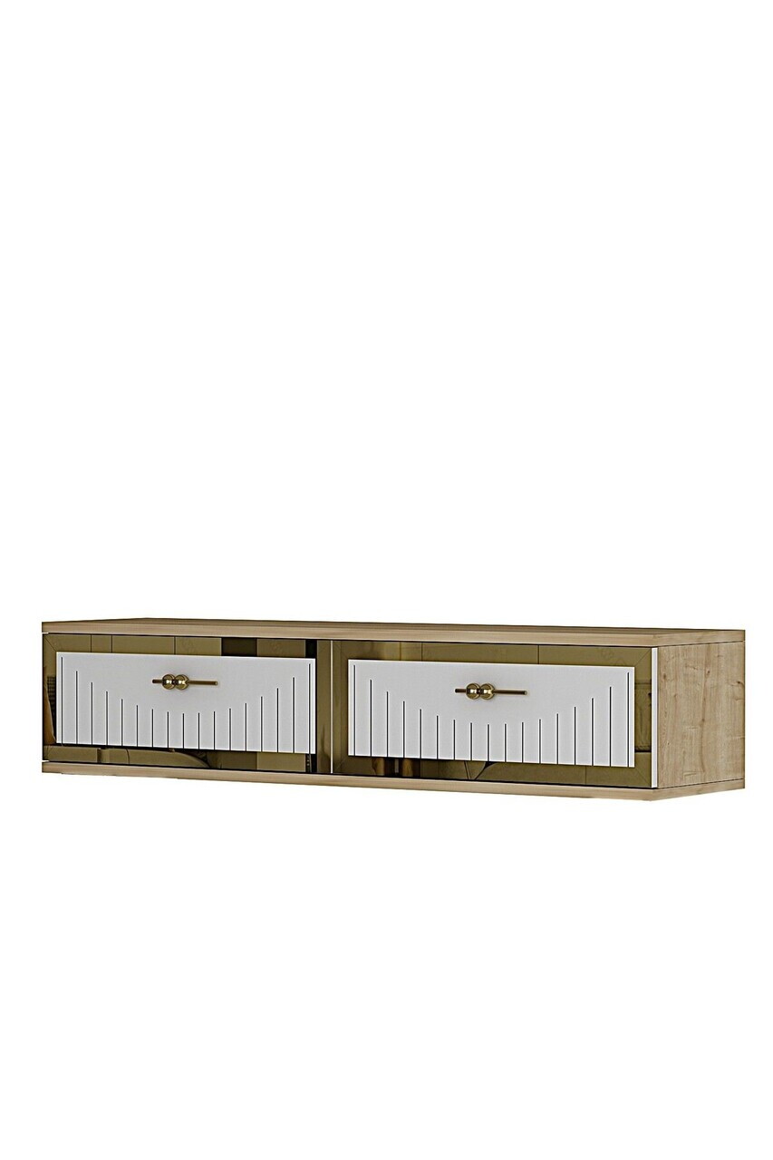 Dulap, Hanah Home, Tuna 120, 120x25.5x29.6 cm, Stejar Safir / Alb / Auriu — imaginea 5
