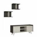Comoda TV, Homitis, Trap Tv - White, Antracite, 33x122x49 cm