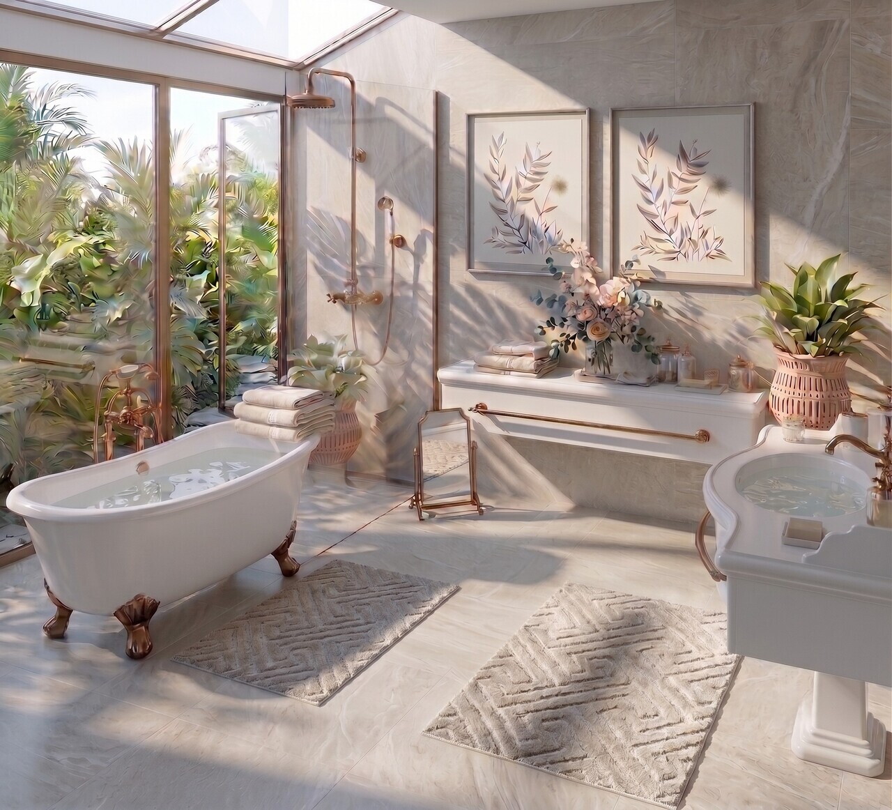 Set covorase de baie, L'essentiel Maison, Ojin, Bej — imaginea 2