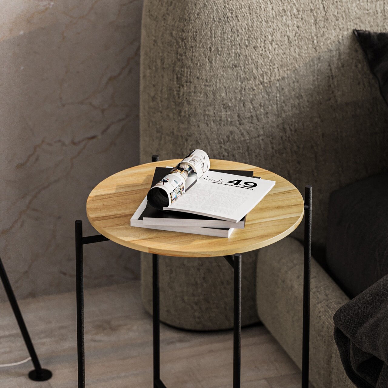 Masuta de cafea, Cerritos, Shb-004, 46x56x46 cm, Lemn, Negru / Natural - 2 | YEO