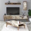 Set mobilier living, Hommy Craft, Valensiya, PAL, Nuc / Alb / Marmură