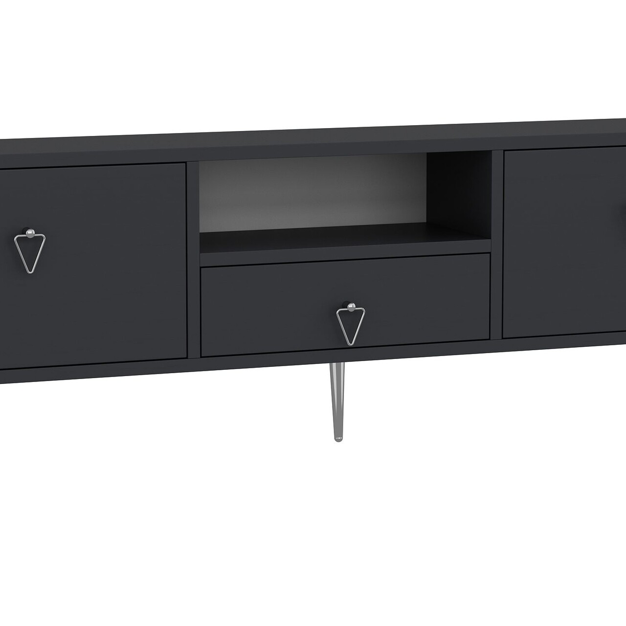 Comoda TV, Hanah Home, 1306-DROP-1, 140x45x30 cm, PAL , Antracit / Argintiu - view 6