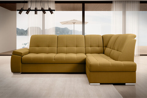 Coltar extensibil dreapta 3 locuri ELTAP, RT-45NU, Sado, 272x192x95 cm, lemn/poliester, mustar