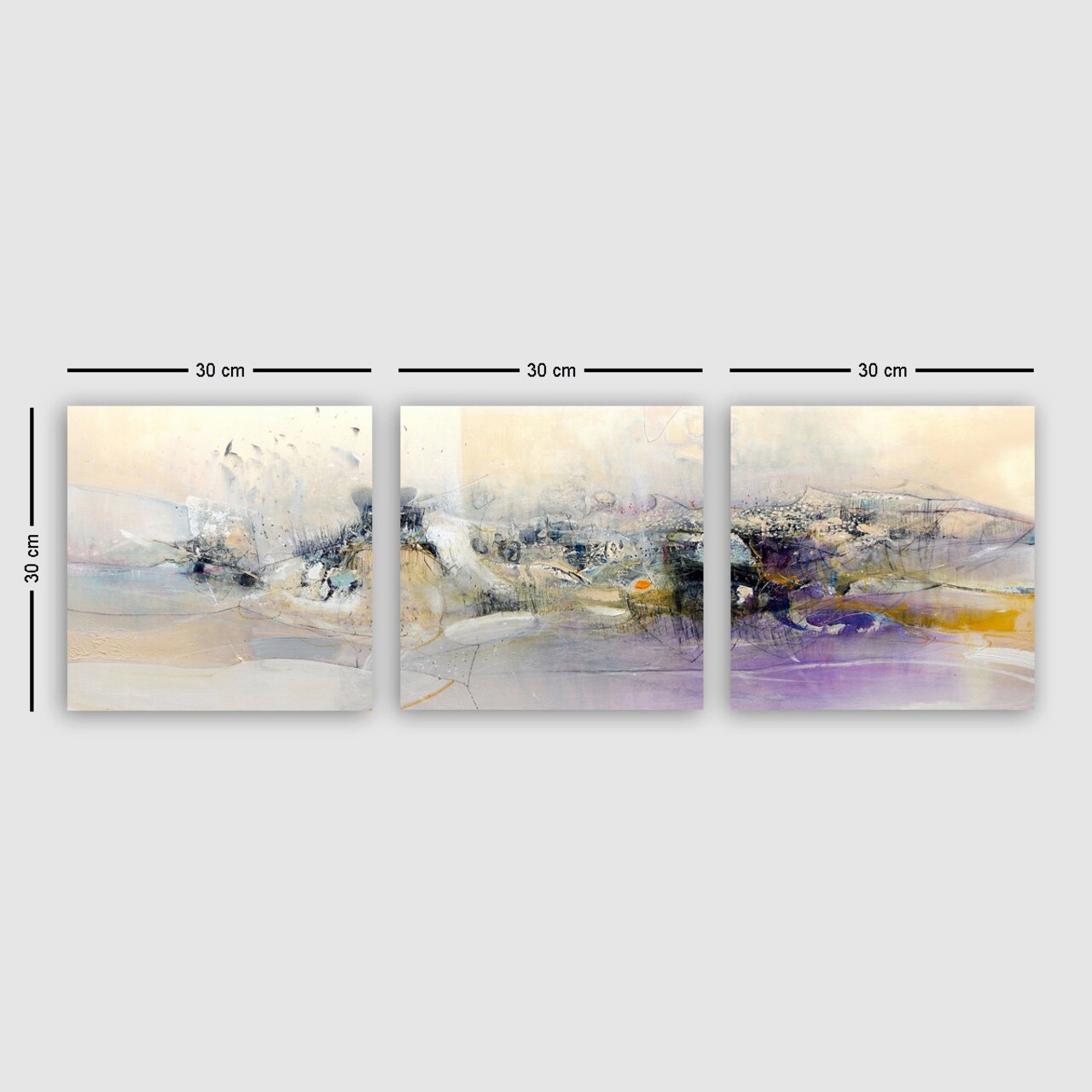 Set 3 tablouri decorative, PRC7449491050, Canvas, Lemn, Multicolor - 1 | YEO