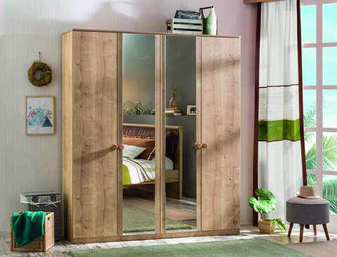 Dulap pentru haine, Çilek, Mocha 4 Doors Wardrobe, 182x210x56 cm, Multicolor 182x210x56 imagine 2022