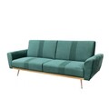 Canapea extensibila 3 locuri Samtige, Homla, 212x84x86.5 cm, lemn/catifea din poliester, verde