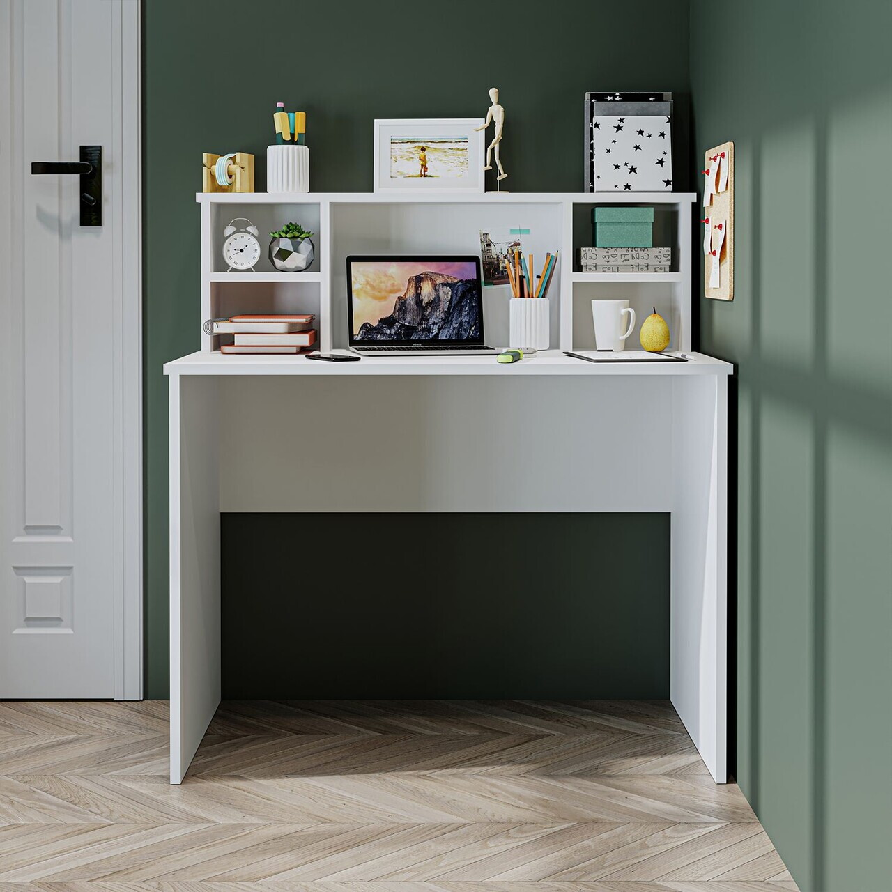 Birou, Hanah Home, 2634, 100x105.8x55 cm, PAL MELAMINAT, Alb — imaginea 3