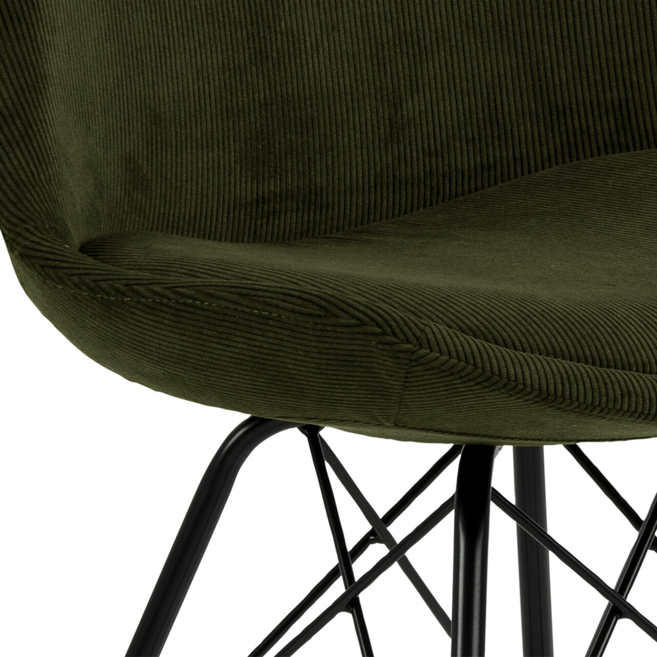 Scaun Eris, Actona, 48.5x54x85.5 cm, tesatura corduroy/otel, verde olive - view 2