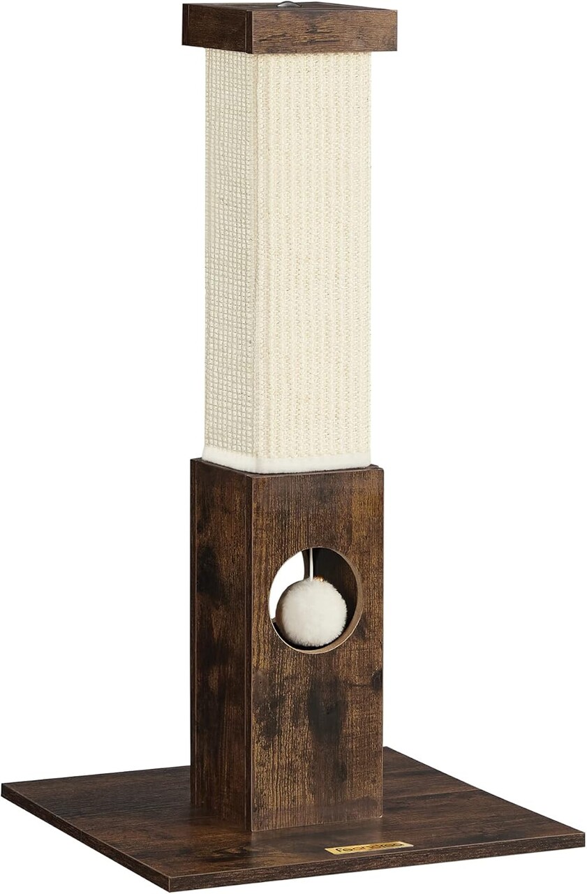 Stalp de zgariat pentru pisici, Feandrea, 38x38x73 cm, PAL/sisal, maro - 1 | YEO