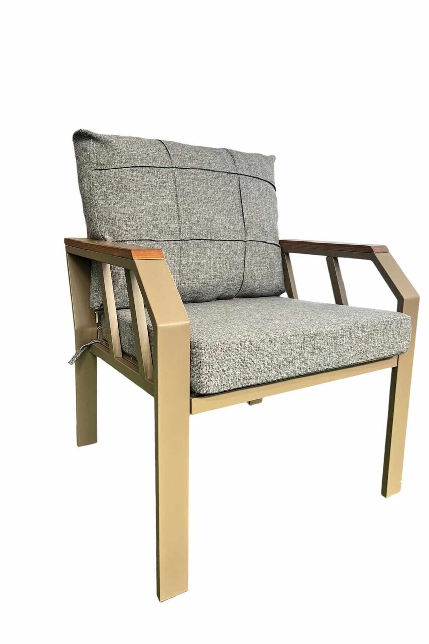 Set mobilier de gradina, Hanah Home, Nergiz Mermer 3+1+1, Metal, Gri - view 2