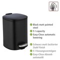 Cos de gunoi, Wenko, Alassio, 20.5 x 24.5 x 27 cm, 5 L, inox/polipropilena, negru
