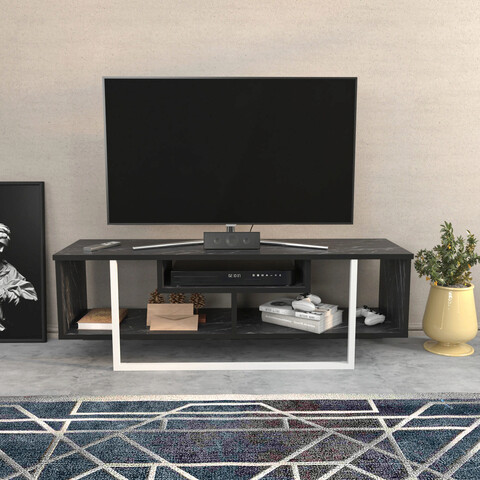 Comoda tv, retricy, asal 120, 120x35.2x40.2 cm, pal, alb negru