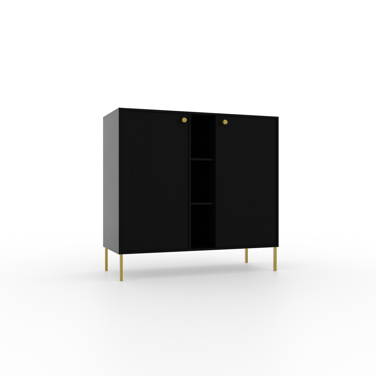 Comoda ADRK, Tili 2D 3P, 100.2x40.8x95 cm, PAL laminat, negru — imaginea 2