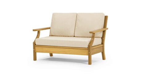 Canapea, My Interior, Frenze Double, 138 x 78 x 88 cm, lemn Iroko/textil, maro/crem