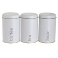 Set 3 recipiente pentru cafea, ceai, zahar White, InArt, 10 x 16 cm, fier
