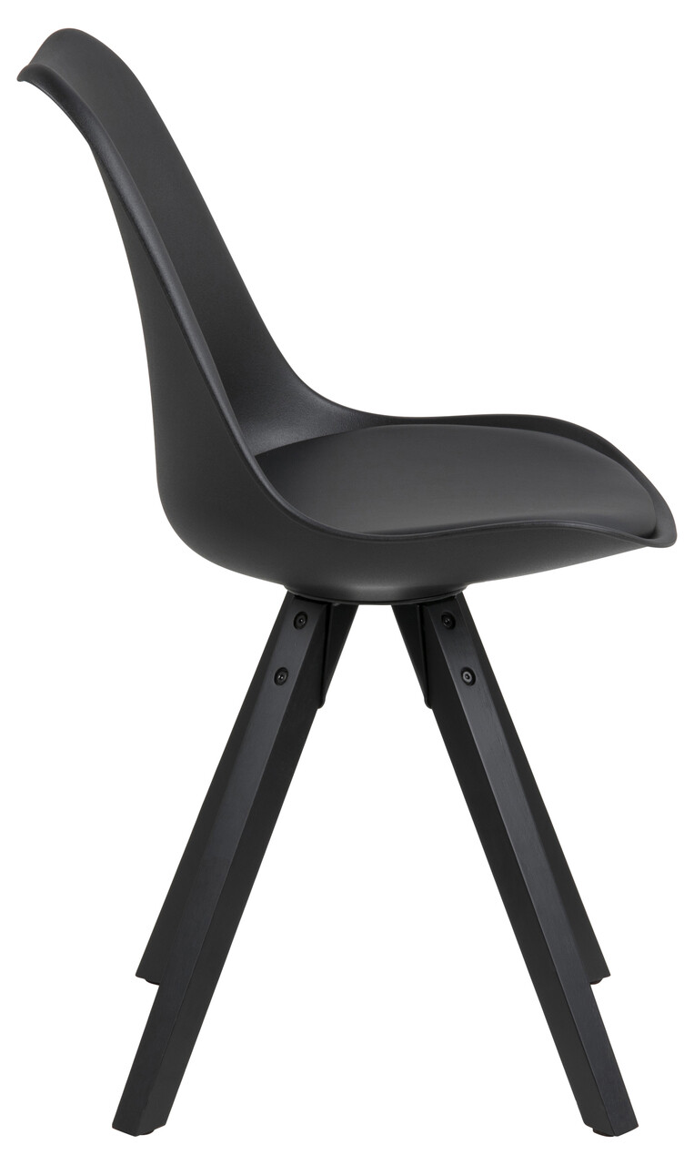 Scaun Dima, Actona, 48.5x55x85 cm, piele ecologica/lemn de cauciuc, negru - view 11