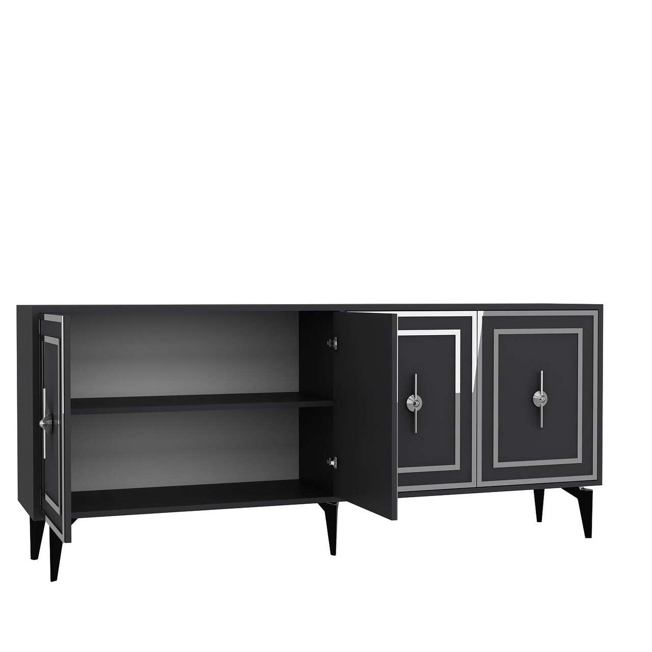 Consola, Hanah Home, Samba, 180x78.6x35 cm, PAL , Antracit / Argintiu - view 6