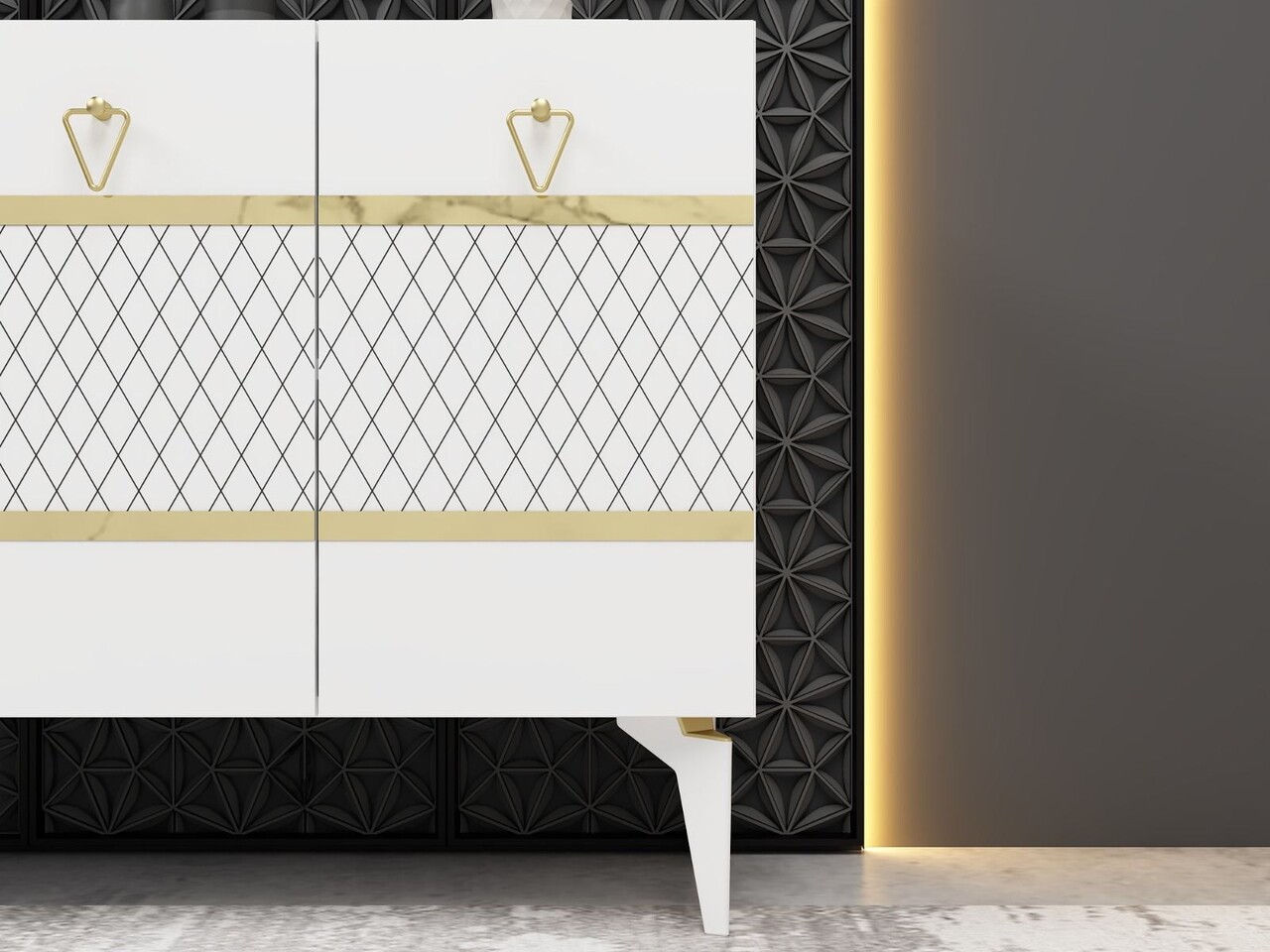 Consola, Hanah Home, Pelin, 150x79x40 cm, PAL , Alb/Auriu - view 3