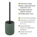 Perie pentru toaleta cu suport Belluno, Wenko, 11.5x42 cm, ceramica/inox, verde/negru