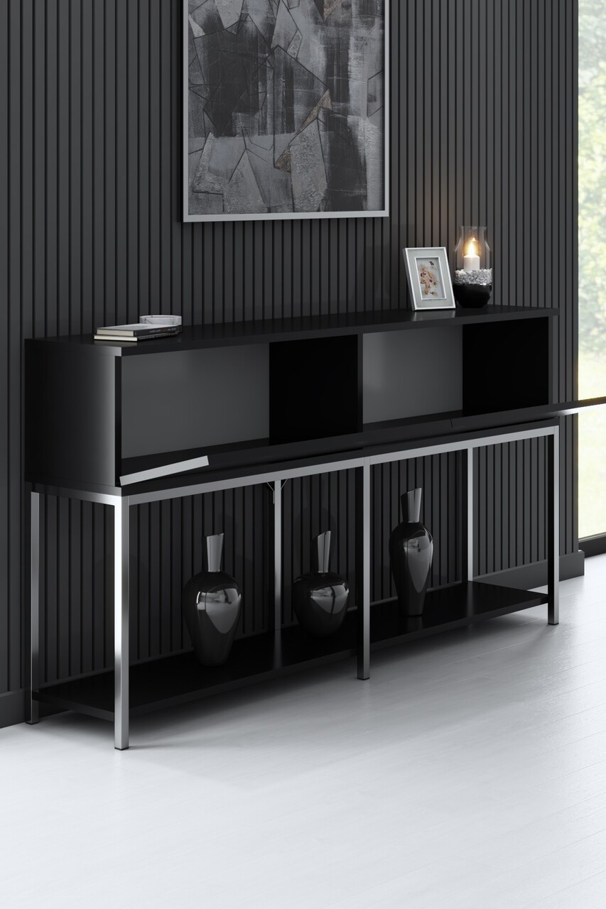 Consola, Bexley, Lord, 150x80x30 cm, PAL, Negru/Argintiu - 1 | YEO